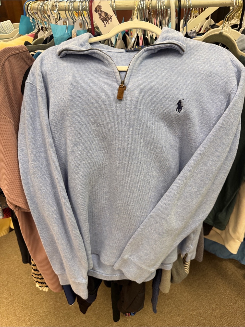 Polo by Ralph Lauren Men’s Light Blue Half-Zip Pullover Sweater